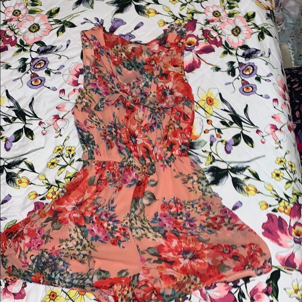 Pink floral romper